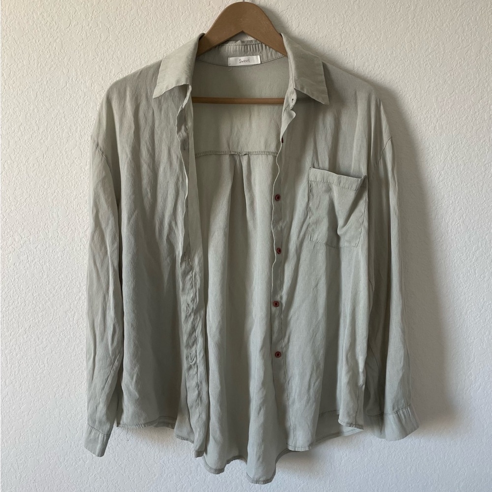 Light Green Button-Up Shirt (Oversized fit)